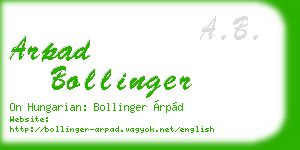 arpad bollinger business card
