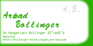 arpad bollinger business card